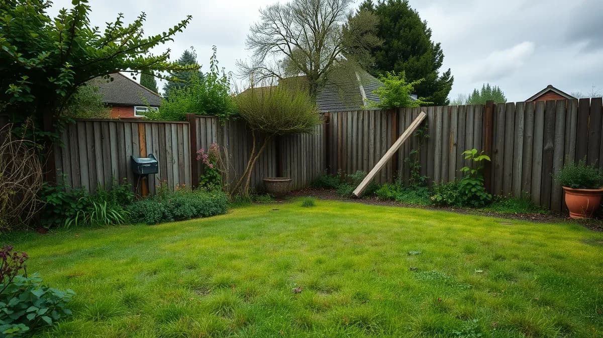 Overgrown neglected garden before clearance
