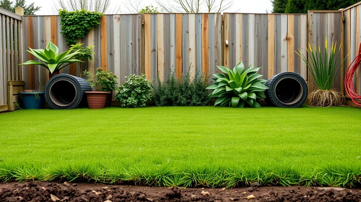Fresh turf being laid across a prepared English garden
